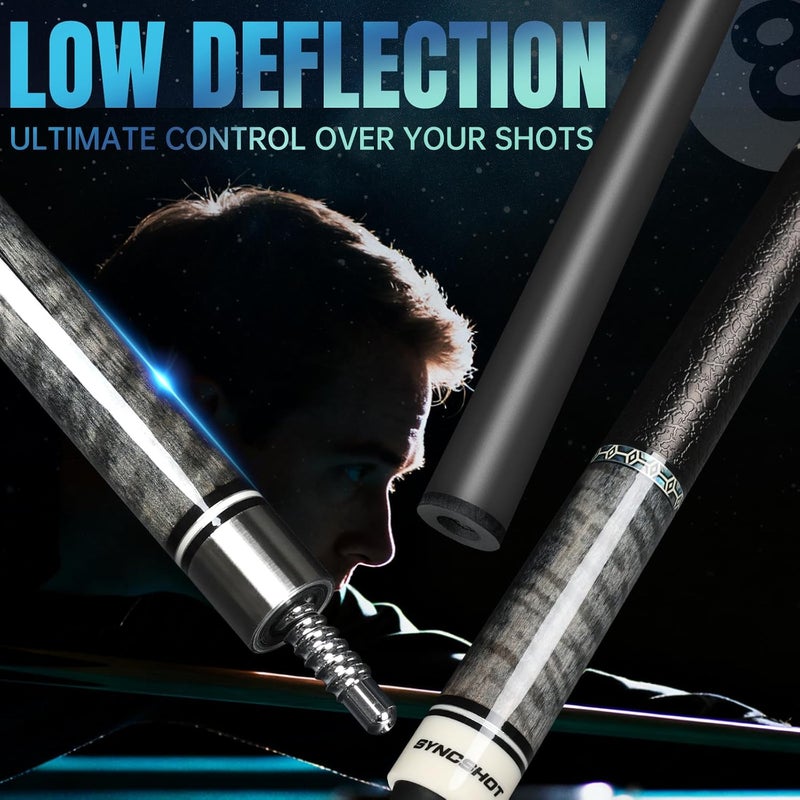SYNCSHOT Store Carbon Fiber Pool Cue Stick 58" Professional Pool Sticks for Adults Full Carbon Technology Low Deflection Pool Cue Billiard Cues with 12.5mm Tip - Image 4